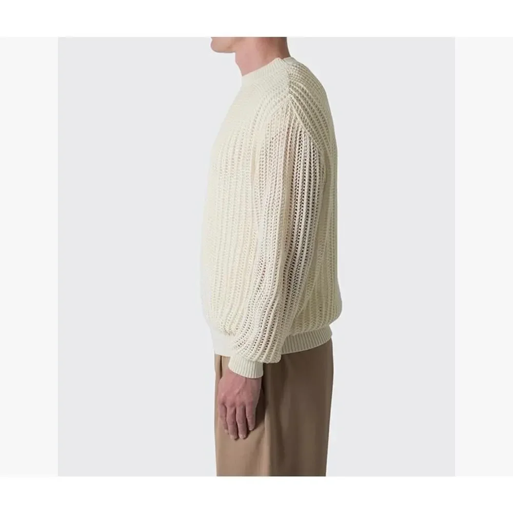 New MNML mesh knit sweater cream size M